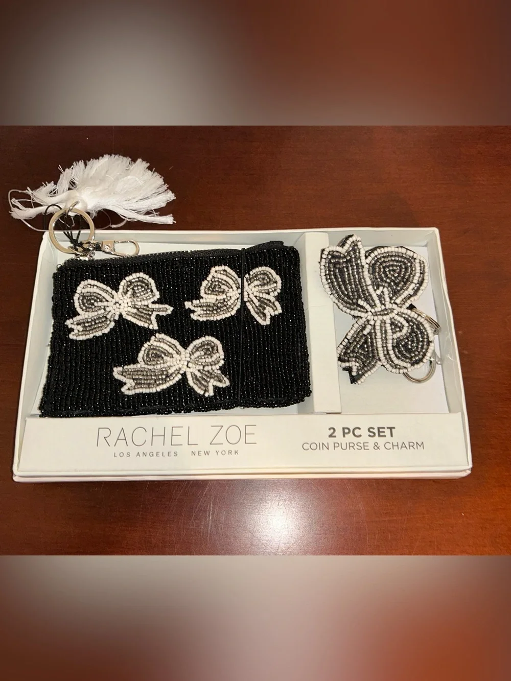 NIB Rachel Zoe Beaded Coin Purse & Charm Sets